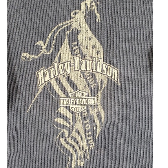 Harley Davidson Womens Long Sleeve Thermal Top Blue Ride‎ to Live Size Large - Picture 2 of 7